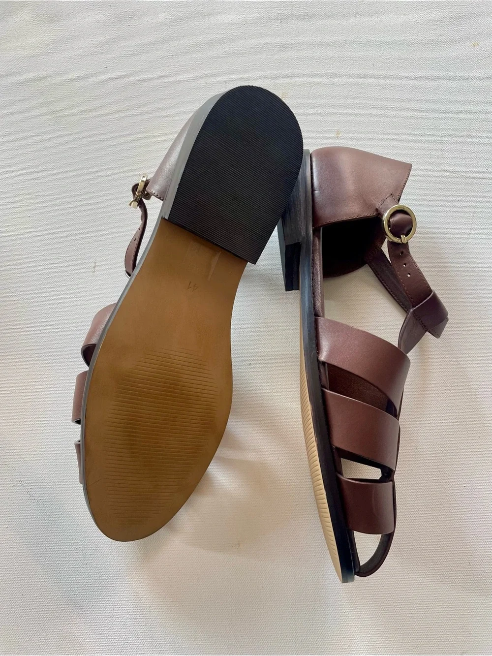 Anthropologie Pilcro Brown Leather T-Strap Fisherman Flats